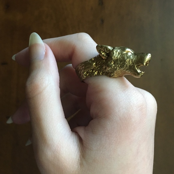 Wolf Head Ring, Solid Brass, Hand Crafted - Picture 6 of 7